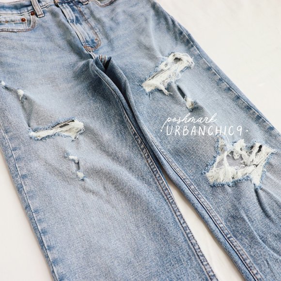 ABERCROMBIE Curve Love High Rise Ankle Straight Jean Ripped Medium Light size 26 - Picture 11 of 15